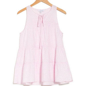 Topshop Pink Tiered Soft Animal Print Sleeveless Tie Neck Detail Tunic Blouse